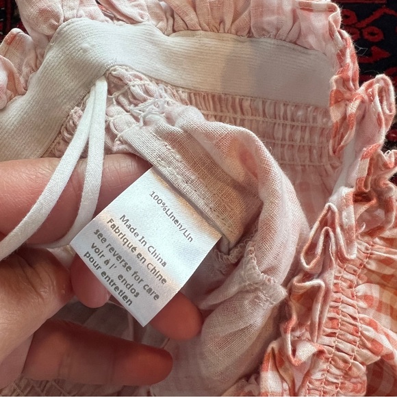 Caroline Constas Ruffle linen Gingham shorts size extra small - Picture 5 of 9